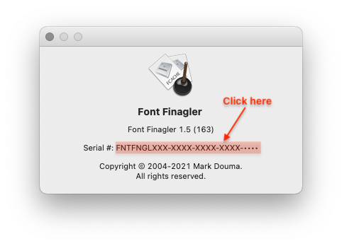About Font Finagler window